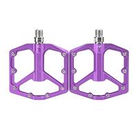 1 paio di pedali per mountain bike in lega in alluminio non slip piattaforma di biciclette piatta (Viola)