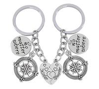1 paio di portachiavi con scritta in lingua inglese "No matter where" con ciondolo per migliore amico, portachiavi con chiusura a chiave, ornamenti per borse, souvenir fai da te, regalo di compleanno.