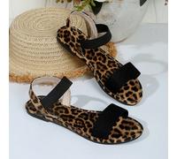 1 Paio di Sandali con Stampa Leopardata Colorblock Estremamente Affascinanti, il Classico Nero e la Stampa Leopardata Non Solo Attirano l'Attenzione Ma Portano Anche un'Atmosfera Vintage Bohemien. Il