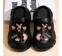 1 Paio di sandali da ragazza con punta tonda, decorazione a coniglio placcata in oro, con suola platform, in colore sfumato rosa-bianco, adatti per l'estate EUR24-25,EUR26-27,EUR28-29,EUR30-31,EUR32-3