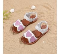 1 Paio Di Sandali Estivi Per Bambini Con Suola Sottile A Forma Di Cuore Rosa - Design Bianco, Comodi, Di Moda E Casual. Un'Ottima Scelta Per La Vita Universitaria, Lo Shopping Al Centro Commerciale, L