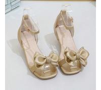 1 Paio di Sandali Estivi Ultima Moda per Bambini con Fiocco Decorato da Strass Rossi e Chiusura a Strappo - Stile Comodo, Adatti per Centri Commerciali, Uscite Quotidiane, Vacanze Estive e Feste. Poss
