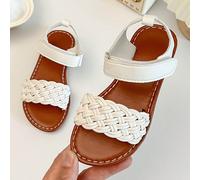 1 Paio di sandali per bambine/ragazze. Il gambale è realizzato in pelle bianca. C'è un delicato disegno intrecciato sulla parte anteriore del piede e una cinghia alla caviglia. EUR34,EUR35,EUR36,EUR26