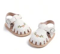 1 paio di sandali per neonati traspiranti, leggeri, con suole morbide, adatti per uso interno ed esterno, antiscivolo, con un bel design ricamato a fiori per l'estate. EUR18,EUR19,EUR17Natale,Colore u
