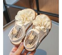 1 Paio Di Sandali Piatti Da Donna In Pelle Di Colore Solido Con Decorazione A Fiori, Aperti Sulla Punta, Carini Per Primavera/Estate EUR34,EUR35,EUR23,EUR24,EUR25,EUR26,EUR27,EUR28,EUR29,EUR30,EUR31,E