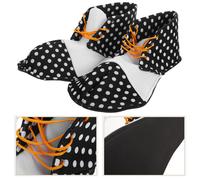 1 paio di scarpe da clown di carnevale, nere e bianche, con pois, accessori per