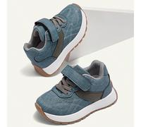 1 Paio di scarpe da ginnastica per bambini in stile college, con suola morbida e piatta, dai colori blu-grigio in contrasto, versatili e divertenti, adatte per la primavera e l'estate, per il gioco al