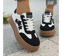 1 Paio Di Scarpe Da Skateboard Casual Alla Moda E Traspiranti In Pelle A Toppe, Con Decorazione A Stella, Antiscivolo, Ammortizzanti E Durevoli, Adatte Per Attività All'aperto E Uso Versatile Per Teen
