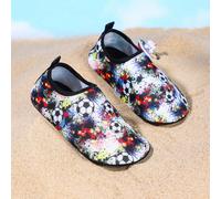 1 Paio di scarpe da spiaggia/acqua leggere, comode, alla moda, casual e carine per bambini, con motivi di cartoni animati di animali dello spazio e di palloni da calcio ad acquerello, adatte per prima