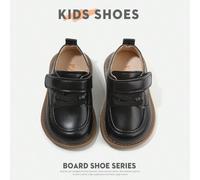 1 Paio di scarpe in pelle per bambini, design a colore solido semplice, facile da curare, punta tonda, stile con , stile britannico, adatte per la scuola, uso quotidiano e occasioni formali EUR16,EUR1