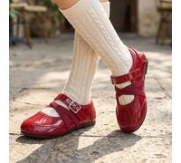 1 Paio di Scarpe Mary Jane Piatte Borgogna per Bambini, Mocassini Casual a Punta Rotonda e Basso Taglio, Scarpe Eleganti e alla Moda Stile Principessa per Ragazze, Scarpe per il Ritorno a Scuola e Cam