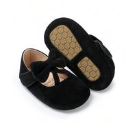1 Paio di scarpe Mary Jane piatte da bambina con fiocco, in PU con chiusura a strappo, di moda dolce, antiscivolo e confortevoli, adatte per bambini da 0 a 15 mesi che imparano a camminare, adatte per