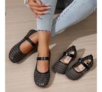 1 Paio di scarpe piatte a rete per ragazze con disegno a cuore ricamato e motivo a reticolo, stile principessa carino, moda, morbide e leggere, punta tonda, chiusura, abbinabili alla taglia della mamm