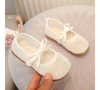 1 Paio di scarpe piatte con suola morbida e rete traforata a tema fuochi d'artificio per ragazze, sandali casual alla moda traforati per ragazze/bambini piccoli, scarpe Hanfu con fiocco, stile primave