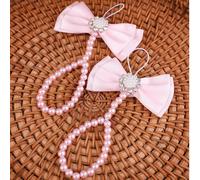 1 Paio di Scarpine Fatte a Mano per Neonati con Perle, Cavigliera con Fiocco per Neonata, Accessori Fotografici per Bambine 322 Bianco,322 Rosa,322 BeigePoliestere