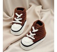 1 Paio di Scarpine Neonato Fatte a Mano all'Uncinetto, Scarpe Morbide per Interni Senza Suola per Primi Passi CN9,CN10Blocchi di colore