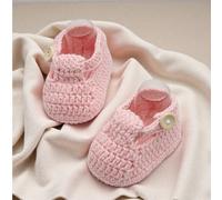 1 Paio di Scarpine per Neonati Rosse Realizzate a Mano con Chiusura a Bottone CN9,CN10