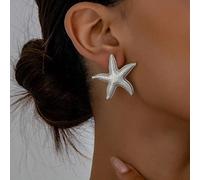 1 Paio di semplici orecchini a perno con disegno a stella marina, gioielli di moda a tema oceano per donne Tagli UnicaLega di zinco