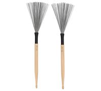 1 paio di spazzole per tamburi, branchi in gomma a doppia testa in gomma Accessori per tamburi a pennello a percussione portatile per jazz, adulti, rock band, jazz folk studenti (Color de madera)