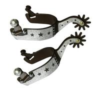 1 paio di speroni da equitazione da uomo rivestiti in bronzo, con intaglio intricato, design intagliato, look occidentale, costruzione forte sperone da uomo