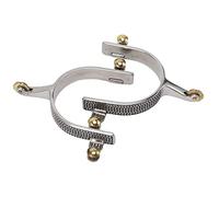1 Paio di speroni per Cavallo in Acciaio Inox, speroni da Cowboy Western per l’Equitazione, Design Floreale Vintage con Cinturino in Denim, speroni Portatili per la Corda e Il