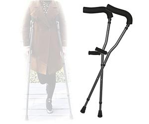 1 paio di stampelle ascellari pieghevoli, stampelle ergonomiche in alluminio a forma di F regolabili, per bambini, giovani e adulti, supporta fino a 130 kg/286 libbre