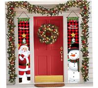 1 paio di stendardi natalizi 71x12 santa e pupazzo di neve bandiera nera e rossa decorazioni per porte natalizie per la parete esterna interna del cortile, decorazioni di Natale