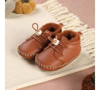 1 Paio di stivaletti per neonati con chiusura a strappo, di colore unito e versatili, con fodera in pelliccia, scarpe morbide per il primo passo adatte per autunno e inverno CN10-11,CN12-13,CN14-15Col