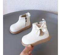 1 Paio di Stivaletti Piatti con Cerniera e Fiocco per Bambine/Ragazze, Stile Carino e Dolce, Stivaletti alla Caviglia in Pelle per Uso Quotidiano, Autunno/Inverno, Feste di Compleanno e Occasioni Soci