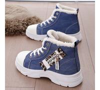 1 Paio di Stivali Alti con Suola Spessa e Lacci, Stampa Leopardata, Fodera Calda, Taglie 36-43, Si Consiglia di Ordinare Una Taglia in Più, Stivali Stile Strada per l'Inverno CN36,CN37,CN38,CN39,CN40,