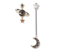 1 paio di strass neri stella luna charms orecchini asimmetrici per le donne partito classico carino s orecchini goccia gioielli regalo moda libro