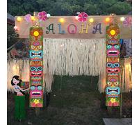 1 paio di striscioni per porta Happy Hawaiian per Summer Pool Jungle