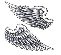 1 paio di tatuaggi temporanei neri, grandi, per donne e uomini, ali d'angelo, atossici, impermeabili, dimensioni 21 cm x 22 cm, tatuaggi temporanei (bellezza)