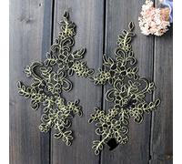 1 paio di tessuto in pizzo applique fiore tessuto da sposa per costume abito decorazione patch cucito applique artigianato-stile2 oro nero