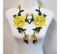 1 paio di toppe per cucito fai da te, per peonie ricamate di fascia alta, tridimensionali, multistrato, accessori per indumenti in pizzo multicolore (giallo)