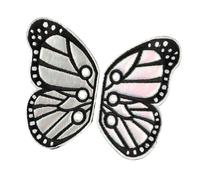 1 paio di toppe ricamate a forma di farfalla, ali da applicare con ferro da stiro, da cucire o applicare con ferro da stiro, per vestiti, borse, ali di