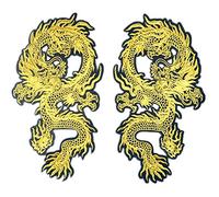 1 paio di toppe ricamate con drago da combattimento cinese, da cucire o cucire, per decorare vestiti (stile 4)