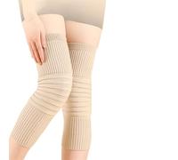 1 paio Donna Uomo Inverno Ginocchiere Pad Addensare In Pile Supporto for il ginocchio Brace Caldo Compressione Termica Manica(Beige,L(55-80kg))