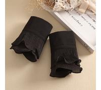 1 Paio Finto Maniche Polso Polsini a Strati Increspatura Staccabile Bianco Nero