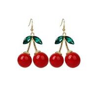 1 Paio Moda Ciliegia Goccia ciondola Strass Orecchini Gancio per Gli Orecchini Pulsante Perno Orecchio per Le Donne Ragazze alla Moda e Popolare Fashion