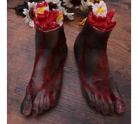 1 paio nero orribile piede sanguinante realistico gamba mozzata