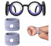 1 Paio Occhiali Antinausea & 2 Braccialetti Mal di Mare - Set Bracciali Nausea Adulto e Bambini per Auto, Nave - Sollievo Naturale dalla Cinetosi e Vertigini