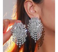 1 paio Orecchini pendenti bellissimo cristallo con frange per donne per banchetto Tagli UnicaCristallo artificiale