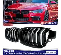 1 paio paraurti anteriore griglie reni griglia da corsa compatibile per BMW X3 F25 X4 F26 2012-20187 doppia linea griglia sportiva nero lucido