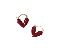 1 paio Romantico Vino Rosso Smalto Cuore A Forma di Orecchini Del Pendente Monili di Moda Per Le Donne Accessori Eardrop Professionisti