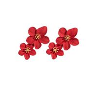 1 paio rosso Grande Doppio Fiore di Goccia Orecchini per la Donna Estate Spiaggia Partito Orecchino Metallo Gioielli di Modo Regalo Comodo gestito