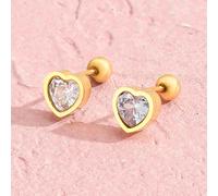 1 paio squisito splendente in acciaio inossidabile zirconia cubica a forma di cuore Orecchino a bottone per ragazze minimalista Orecchini per alla moda festa Gioielli per quotidiano Tagli UnicaGrafico