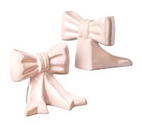 1 pair Bookends, Ceramic Bow Cute Book Ends, Non Slip Cute Bookends For Home Decor Bookshelf Office Desk Decoration