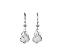 1 Pair Geometric Hook Earrings Spiral Design Rhinestone Faux Opal Dangle Drop Earrings Vibrant Shine