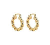 1 Pair Hoop Earrings Thick Twisted Alloy-Golden